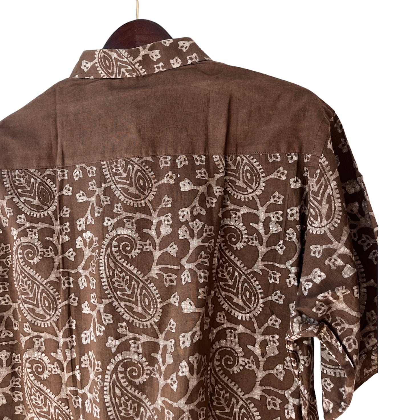 Light Cotton Paisley Block Print Half Sleeve Shirt - Men’s