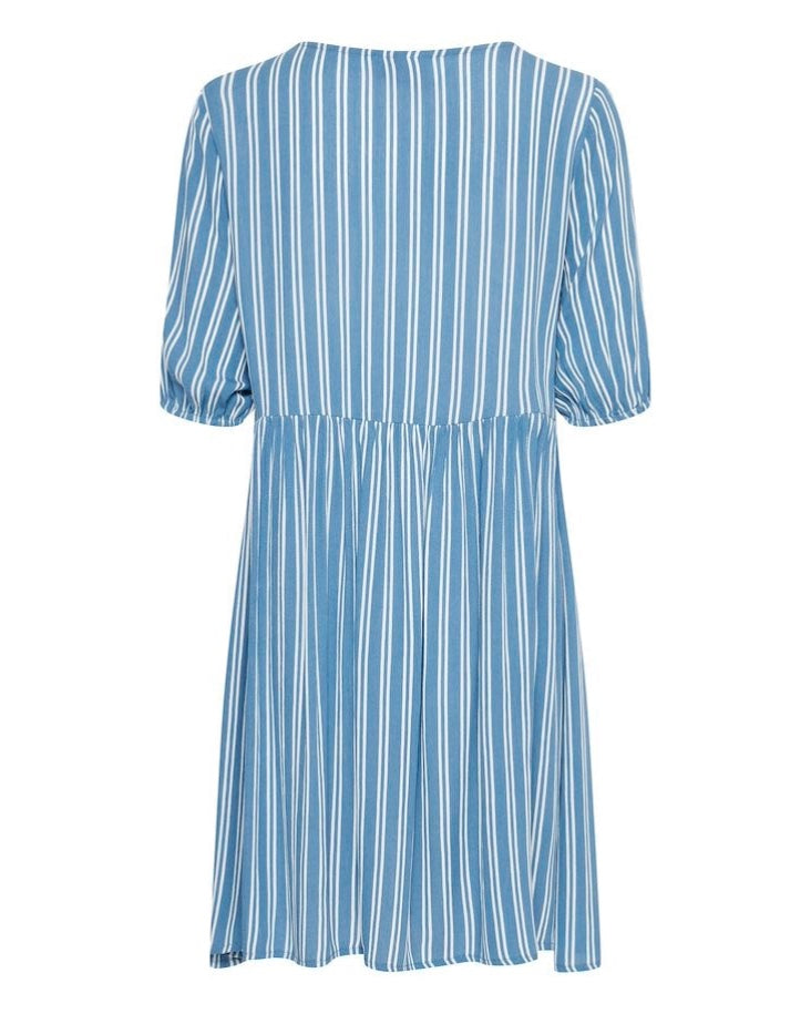 Ichi Blue Striped Casual Shirt Dress
