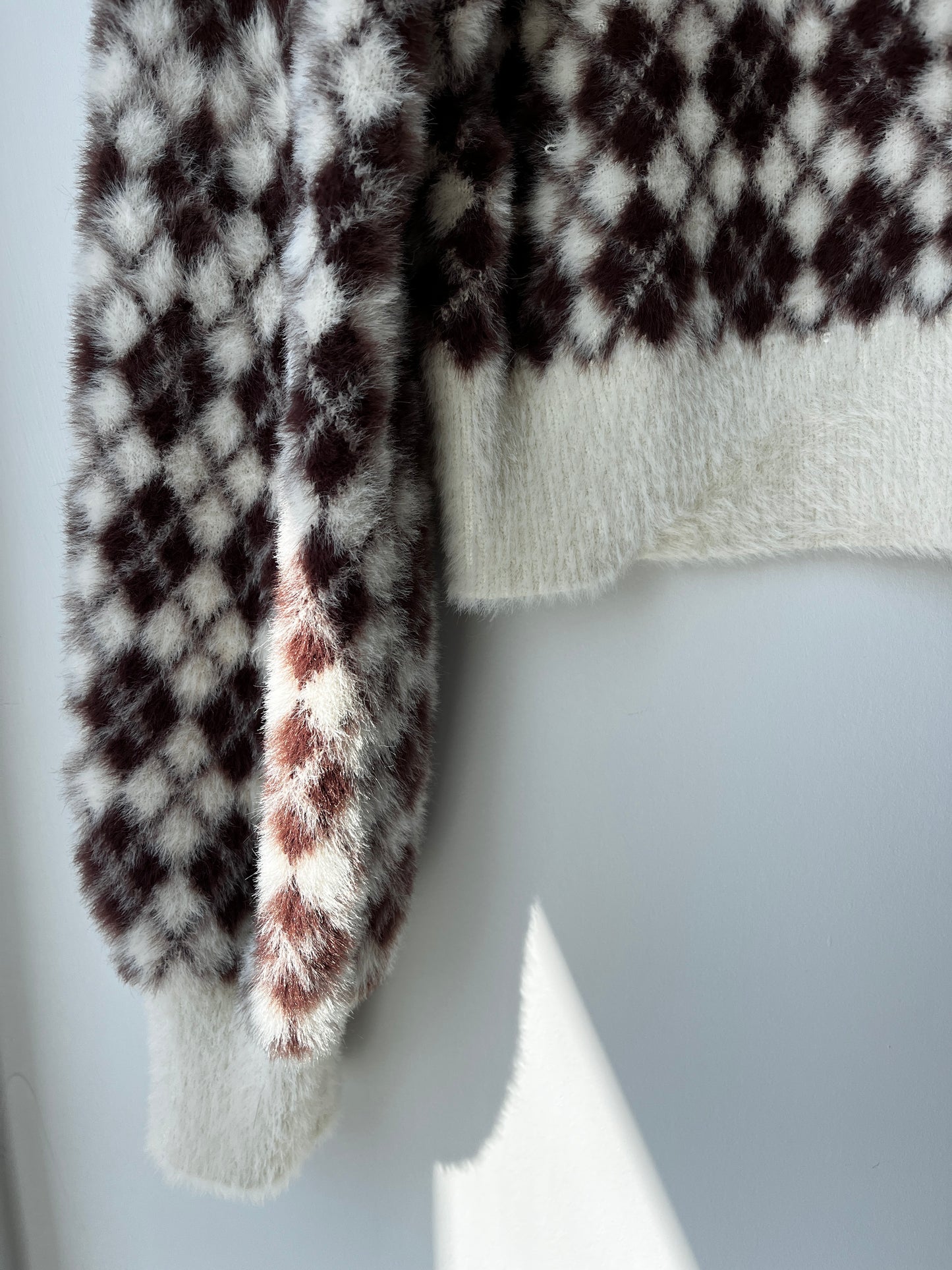 Aritzia Sunday Best Kitten Argyle Cropped Sweater