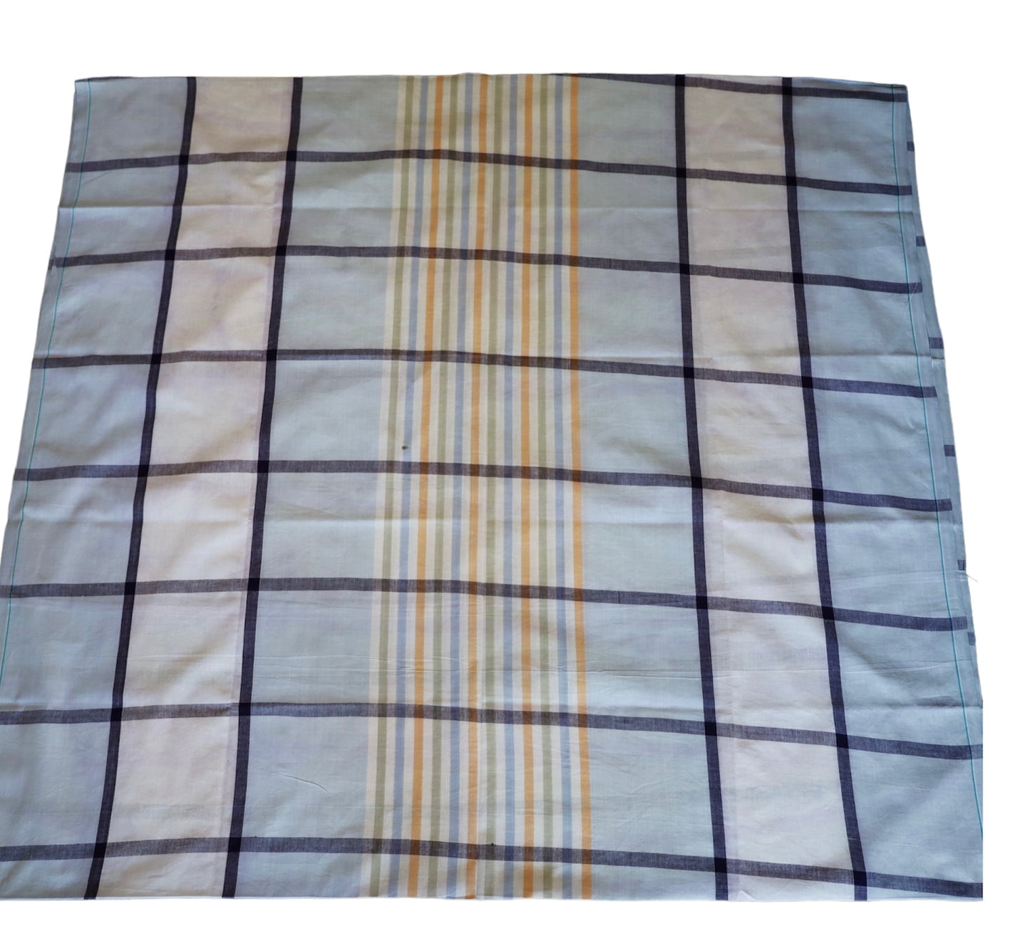 Blue and Navy with Pastel Stripes Handloom Cotton Fabric