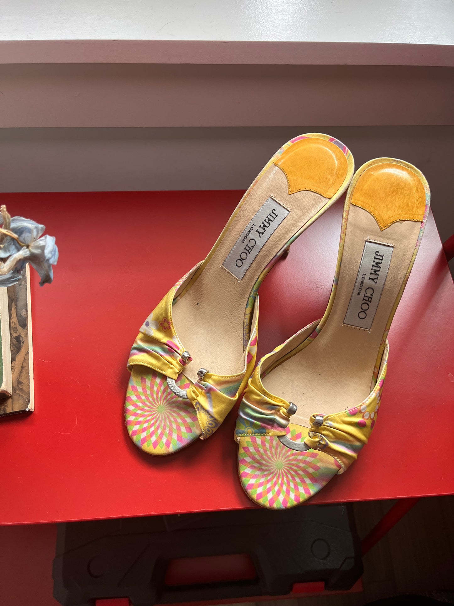 Jimmy Choo Silk Yellow Heels Sz 38 EU