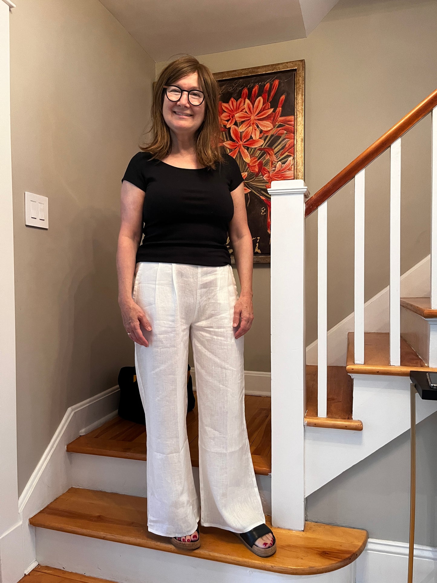 Wide Leg Linen Pants - White