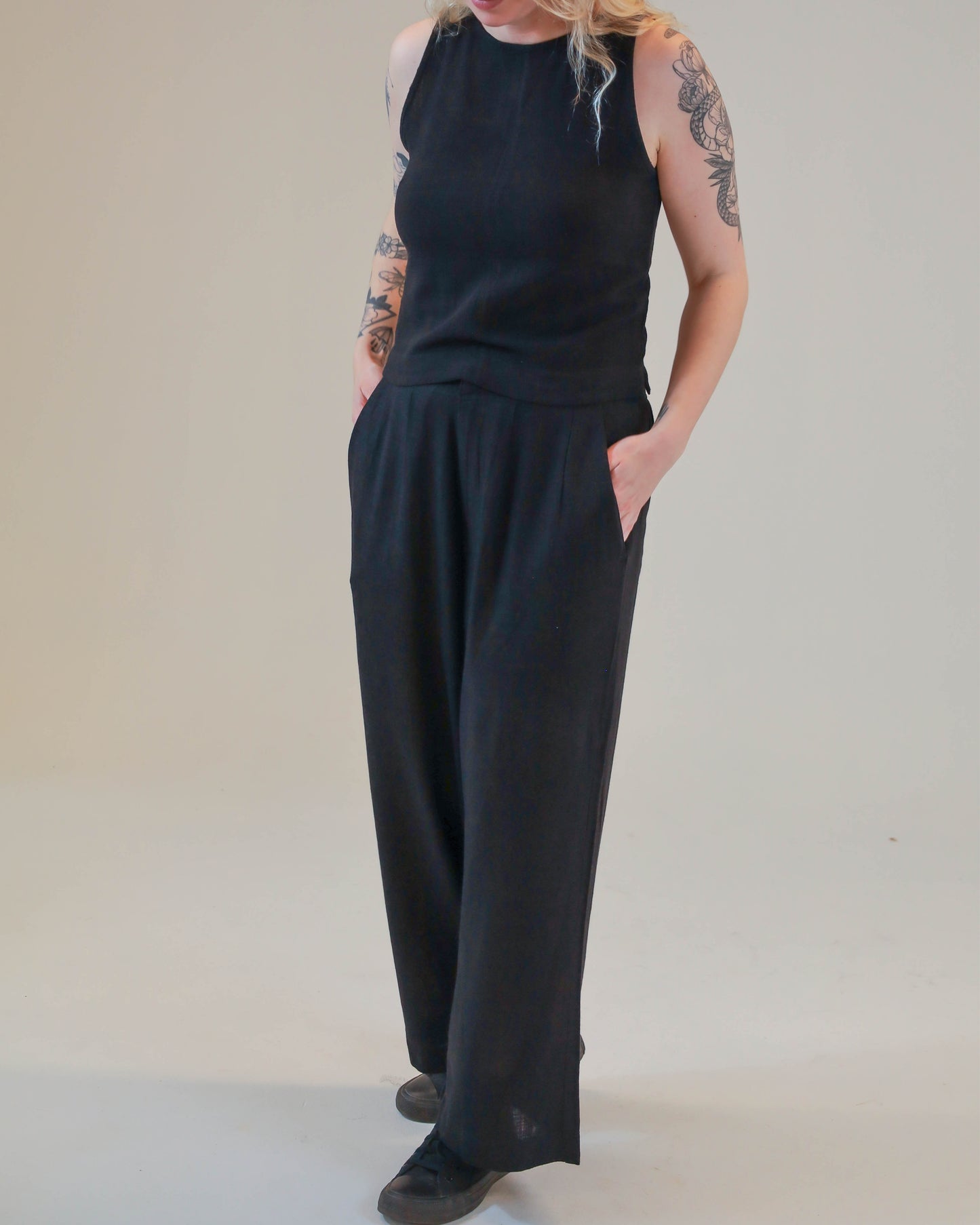 Maya Linen Pant - Black/Noir