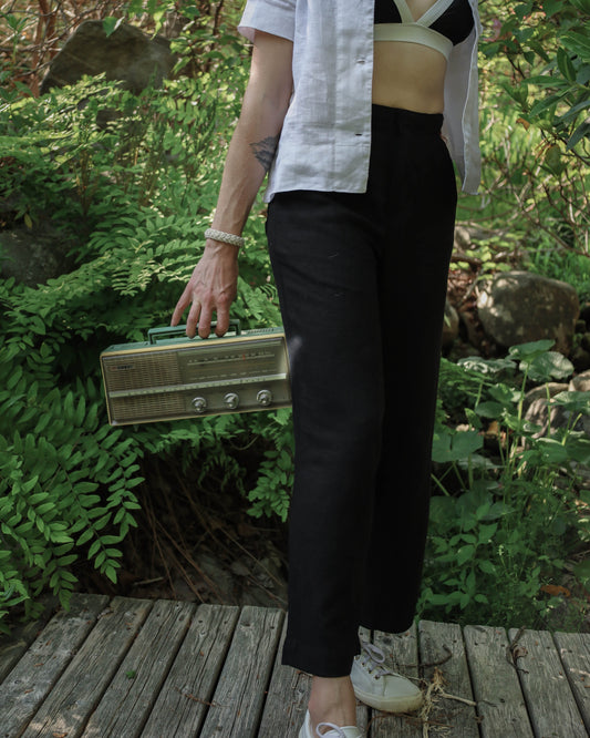 Maya Linen Pant - Black/Noir