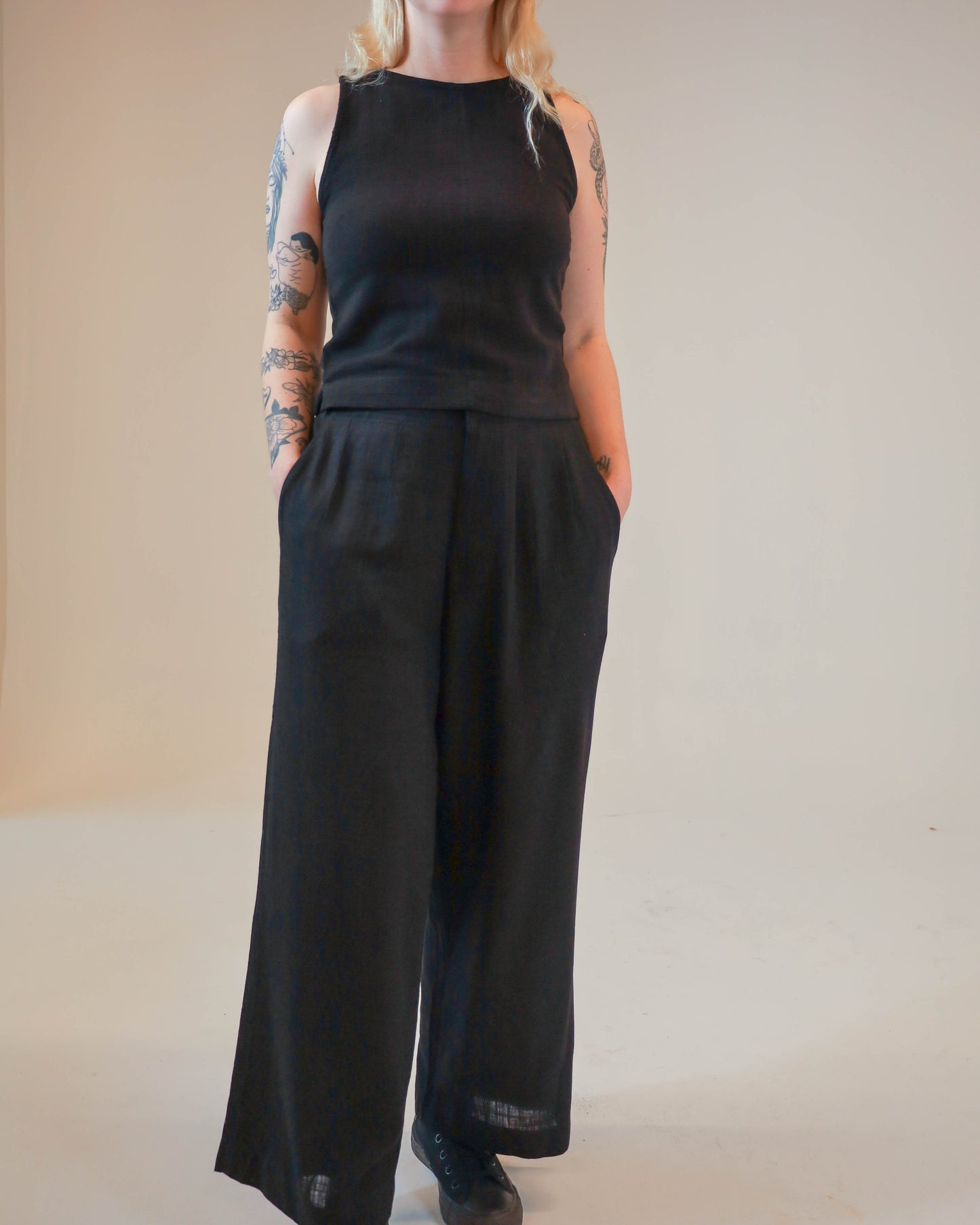 Maya Linen Pant - Black/Noir