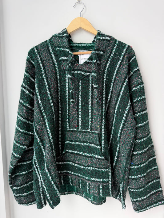 Baja Hooded Pullover - Mexican Woven Blanket Jacket