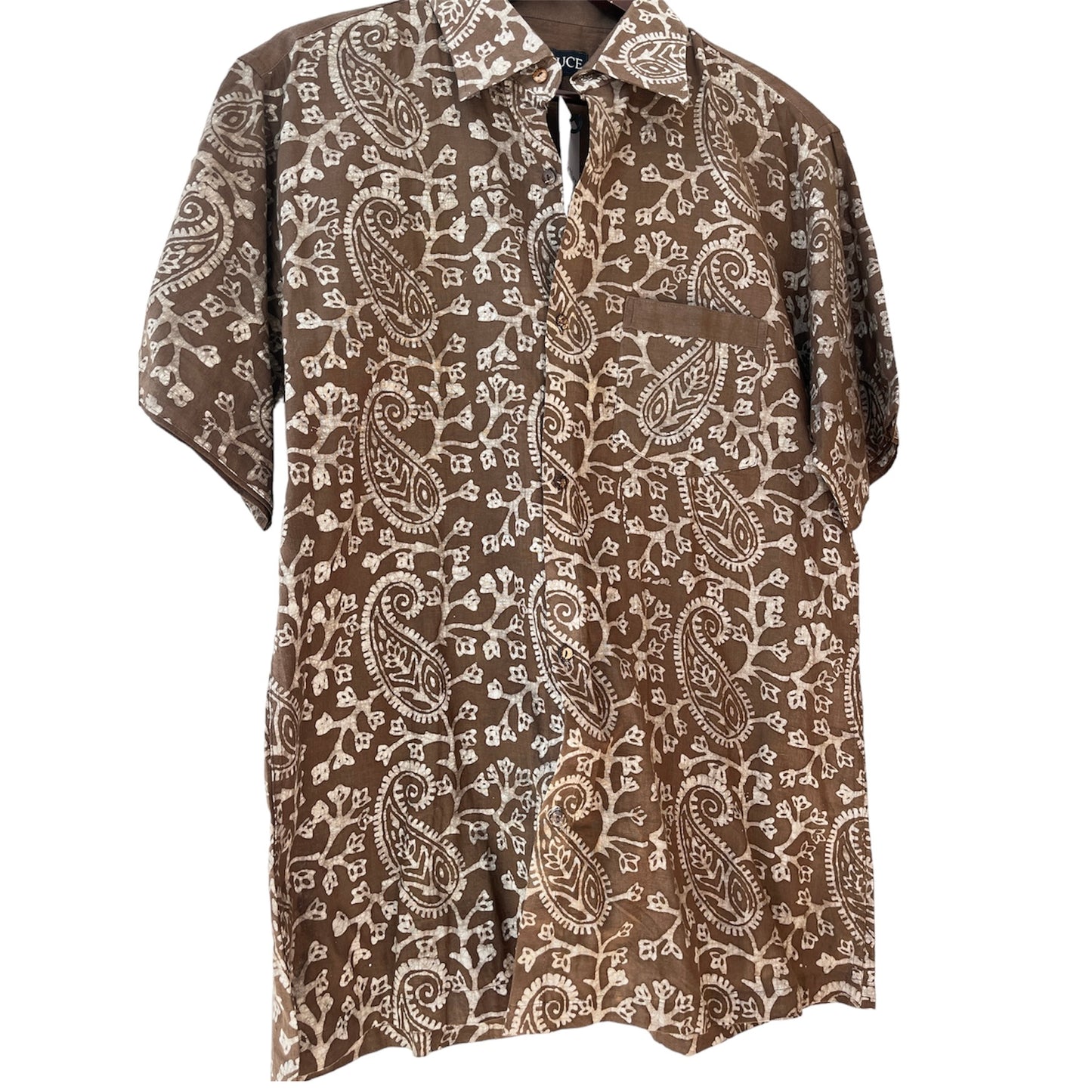 Light Cotton Paisley Block Print Half Sleeve Shirt - Men’s