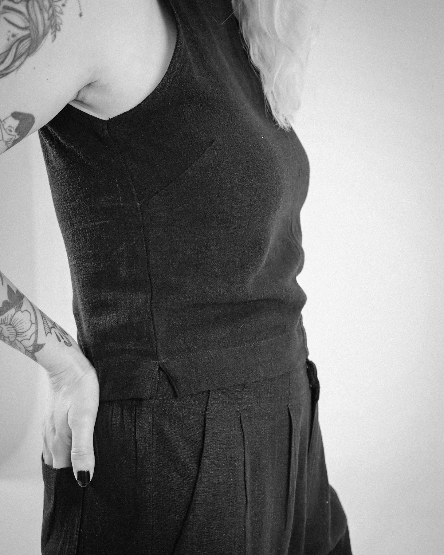 Maya Linen Top - Black/Noir