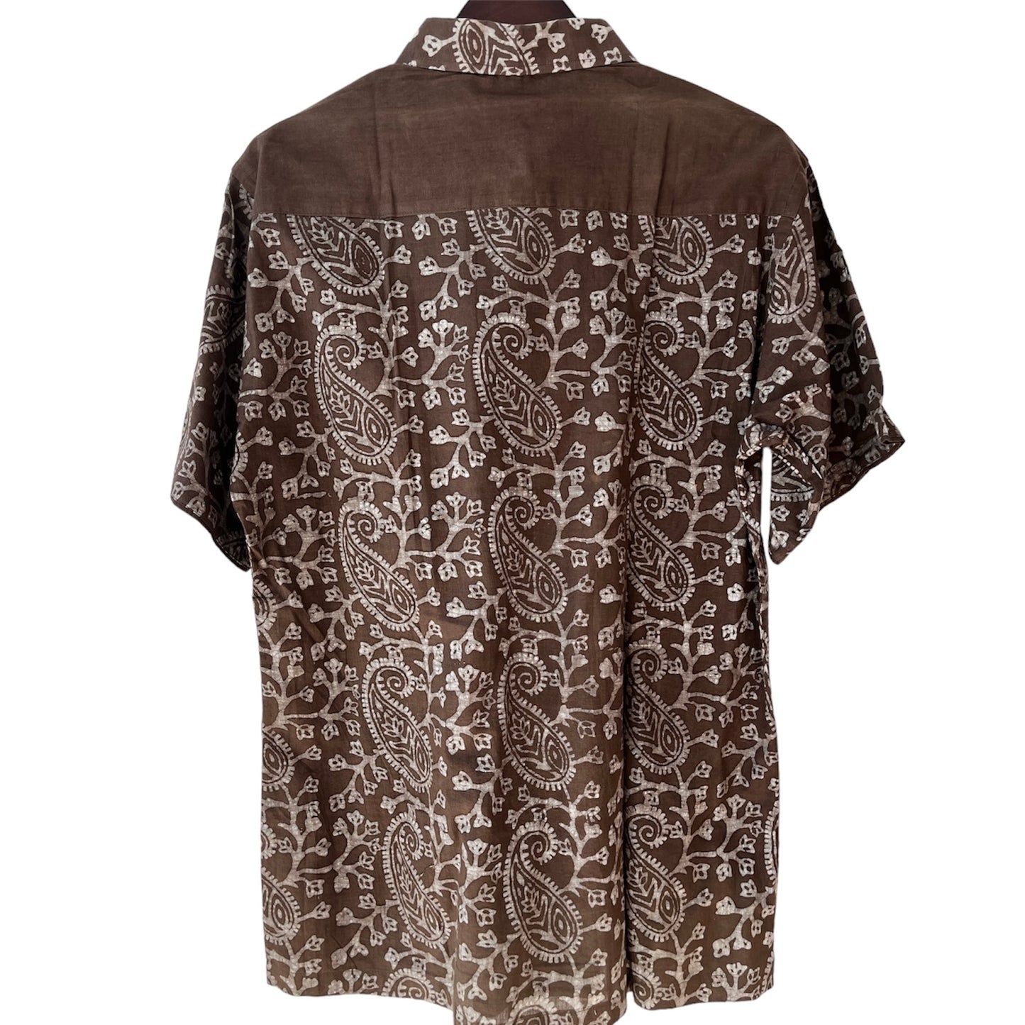 Light Cotton Paisley Block Print Half Sleeve Shirt - Men’s