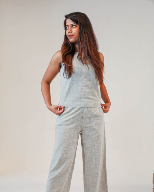 Maya Linen Top - Grey Green