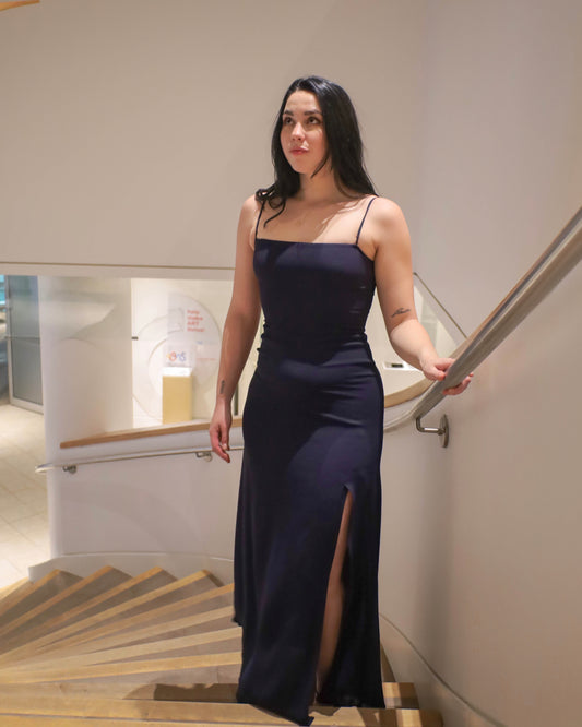 Reformation Navy Ingrid Strapless/Sleeveless Maxi Dress