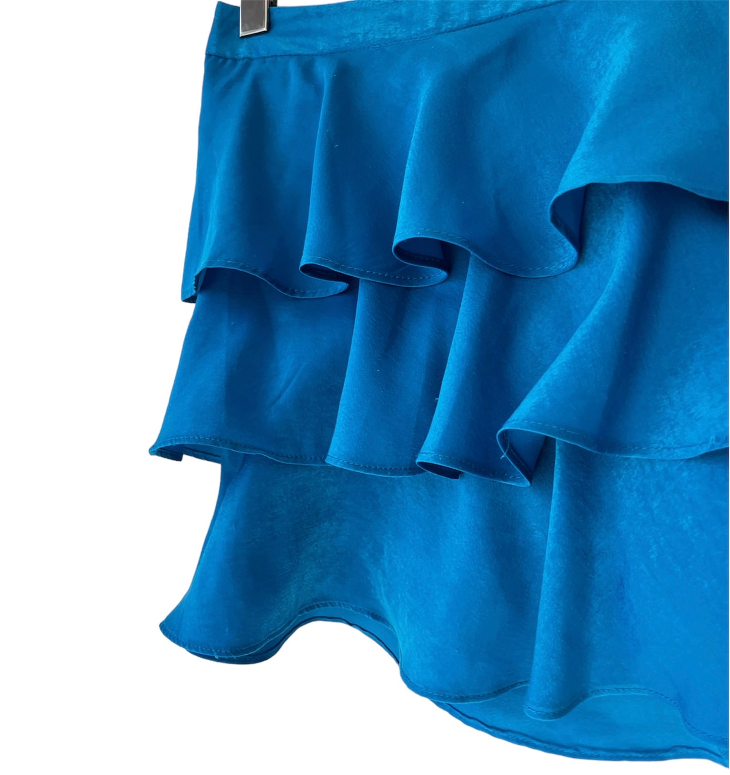 Zara Tiered Ruffle Satin Shimmery Mini Skirt