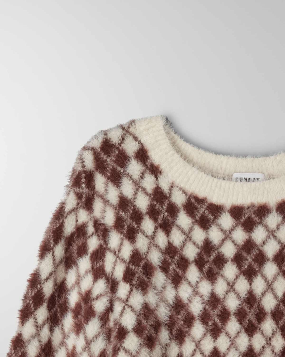 Aritzia Sunday Best Kitten Argyle Cropped Sweater