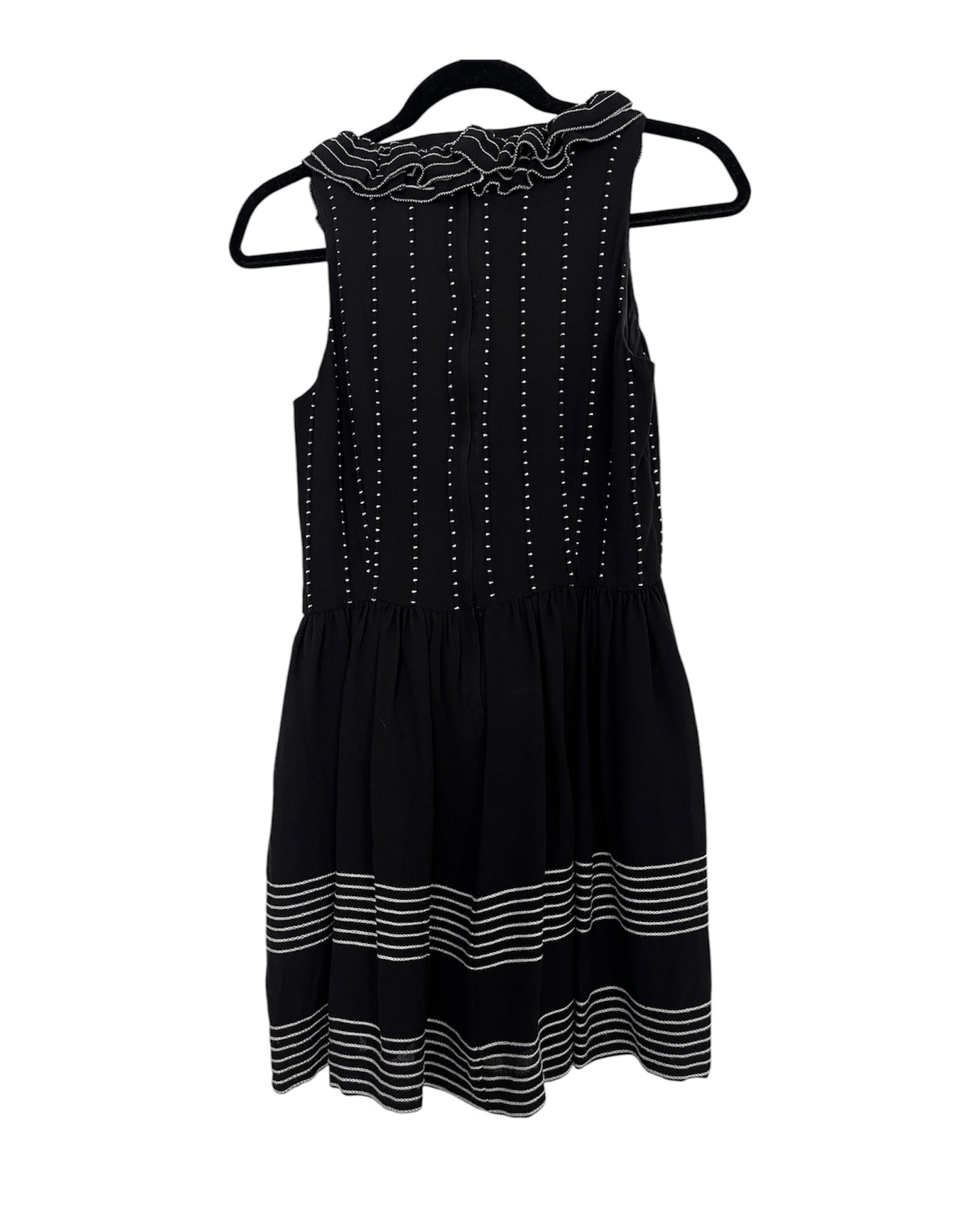 Kate Spade Black & White Silk Ruffle A Line Dress