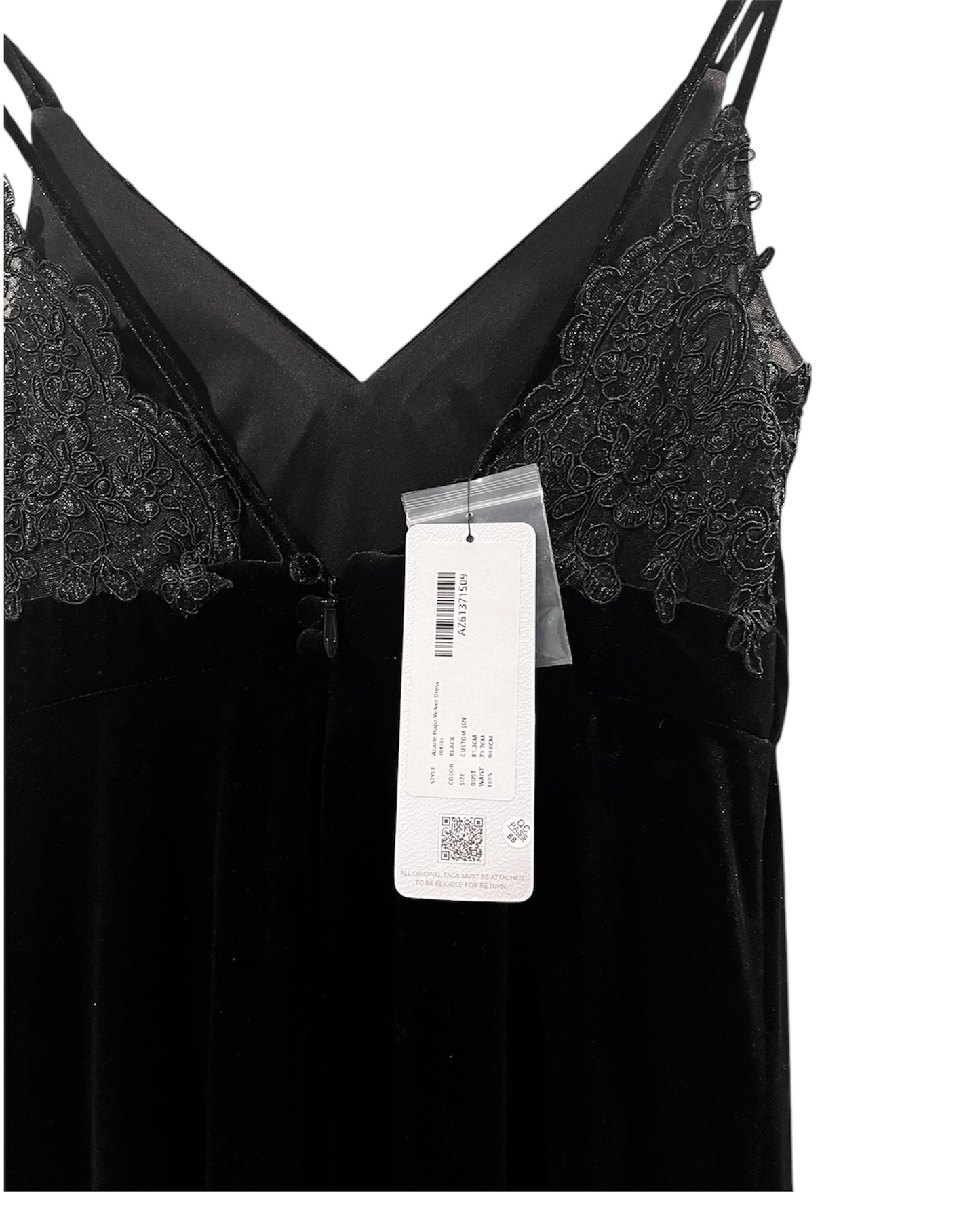Azazie Black A-Line Lace Velvet Cocktail Dress - New with Tag