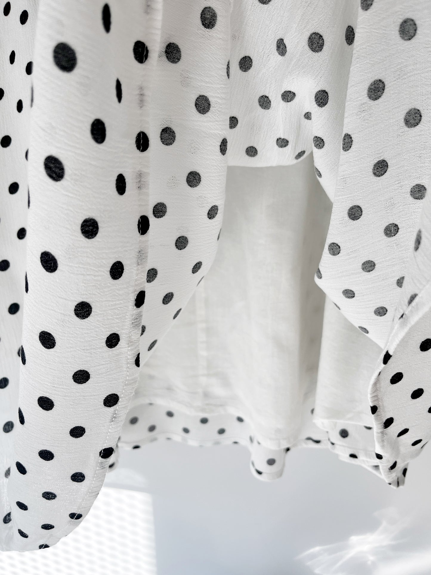 Cream White & Black Polkadot Dress Lace trim