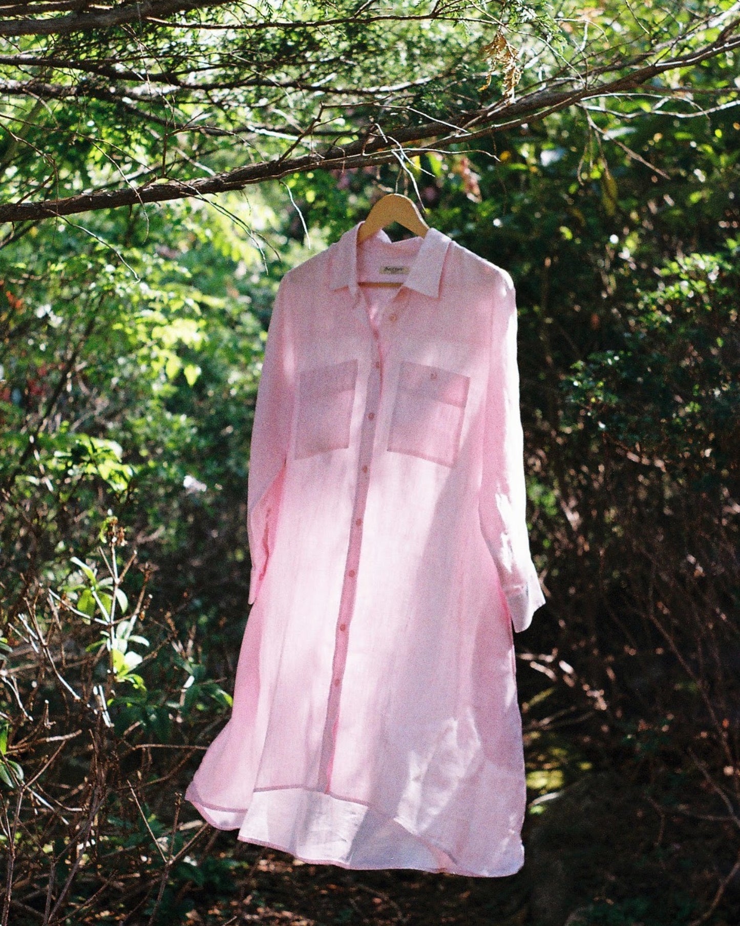 Akashi Linen Shirt Dress - Light Pink