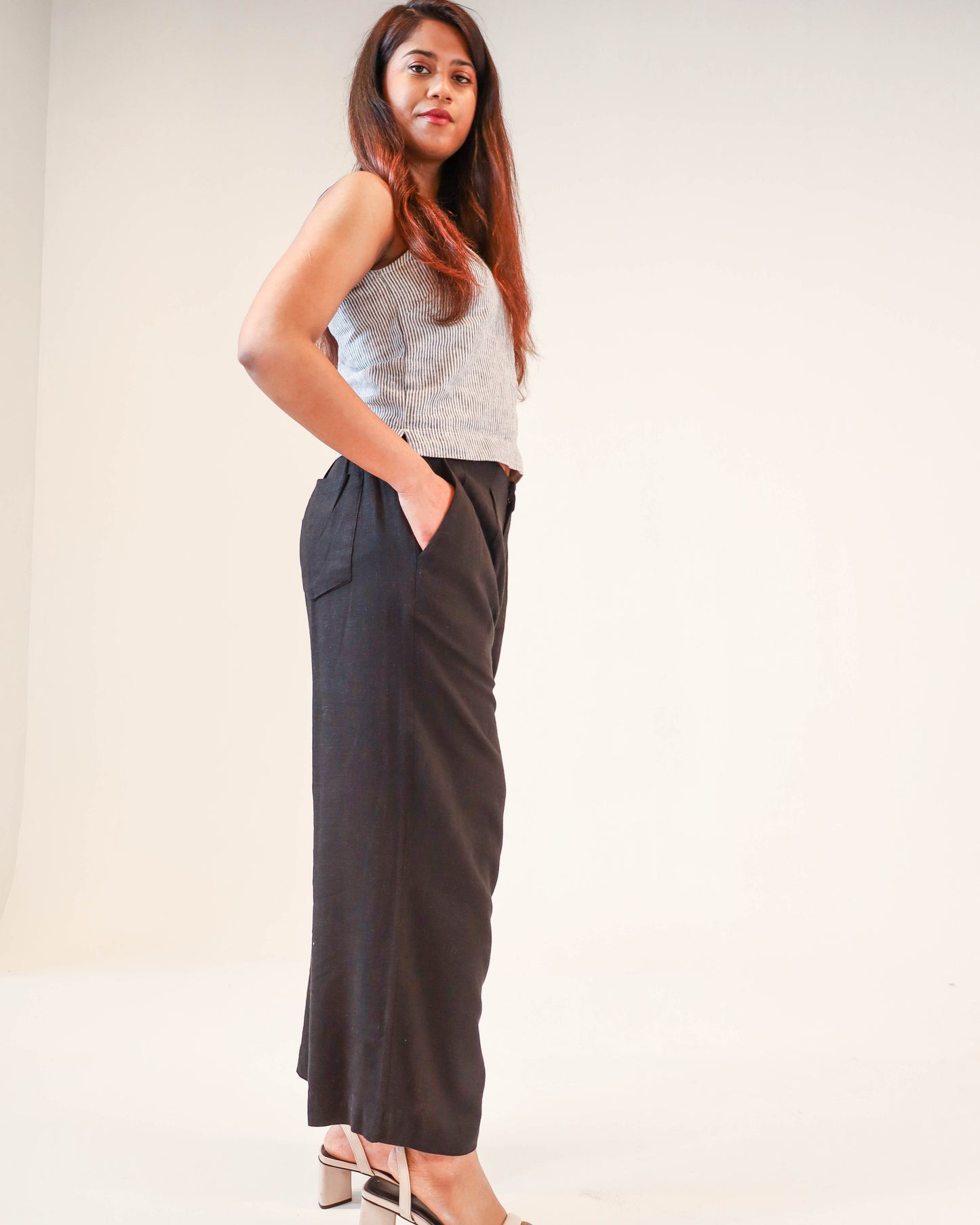 Maya Linen Pant - Black/Noir