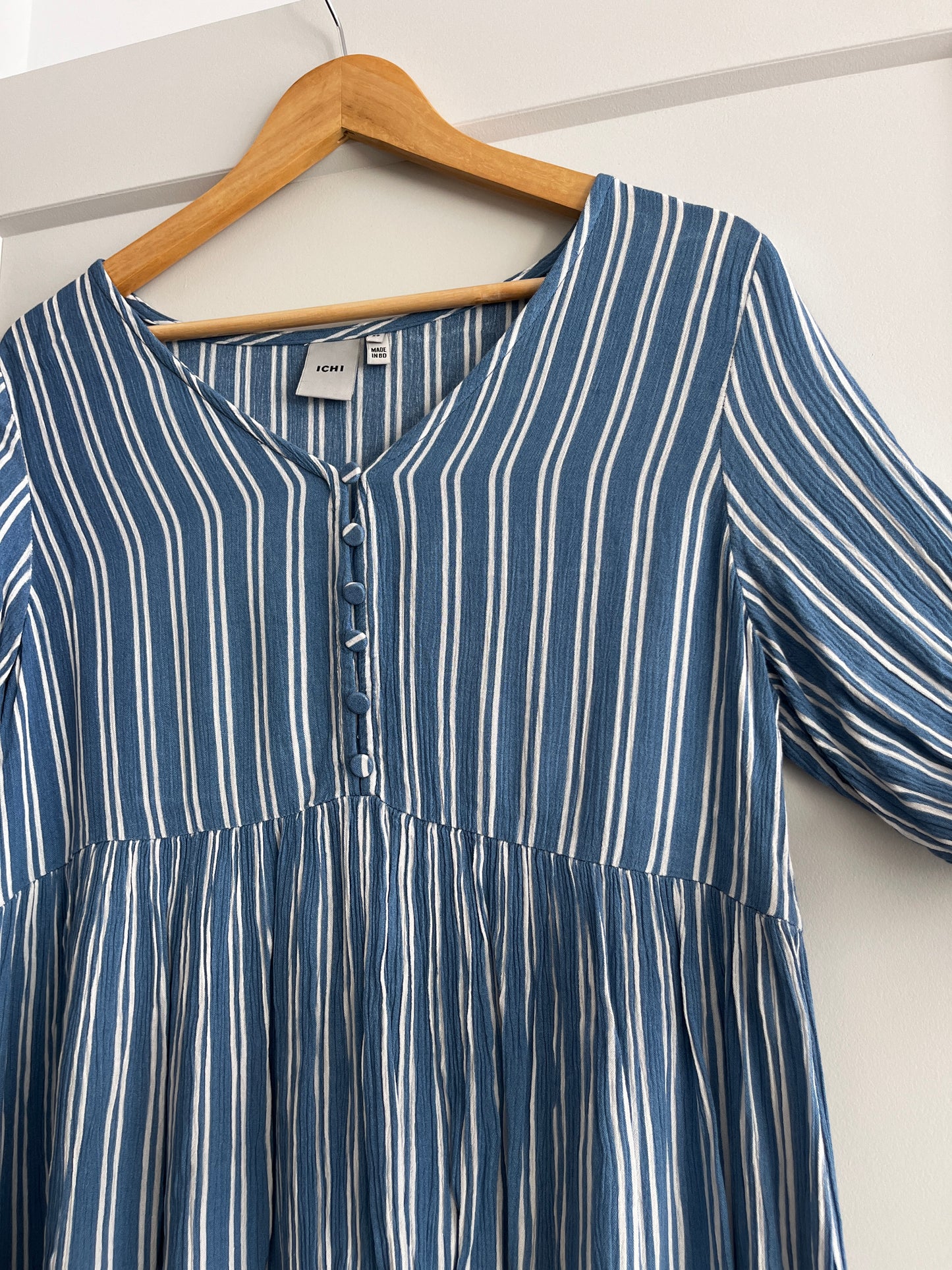 Ichi Blue Striped Casual Shirt Dress