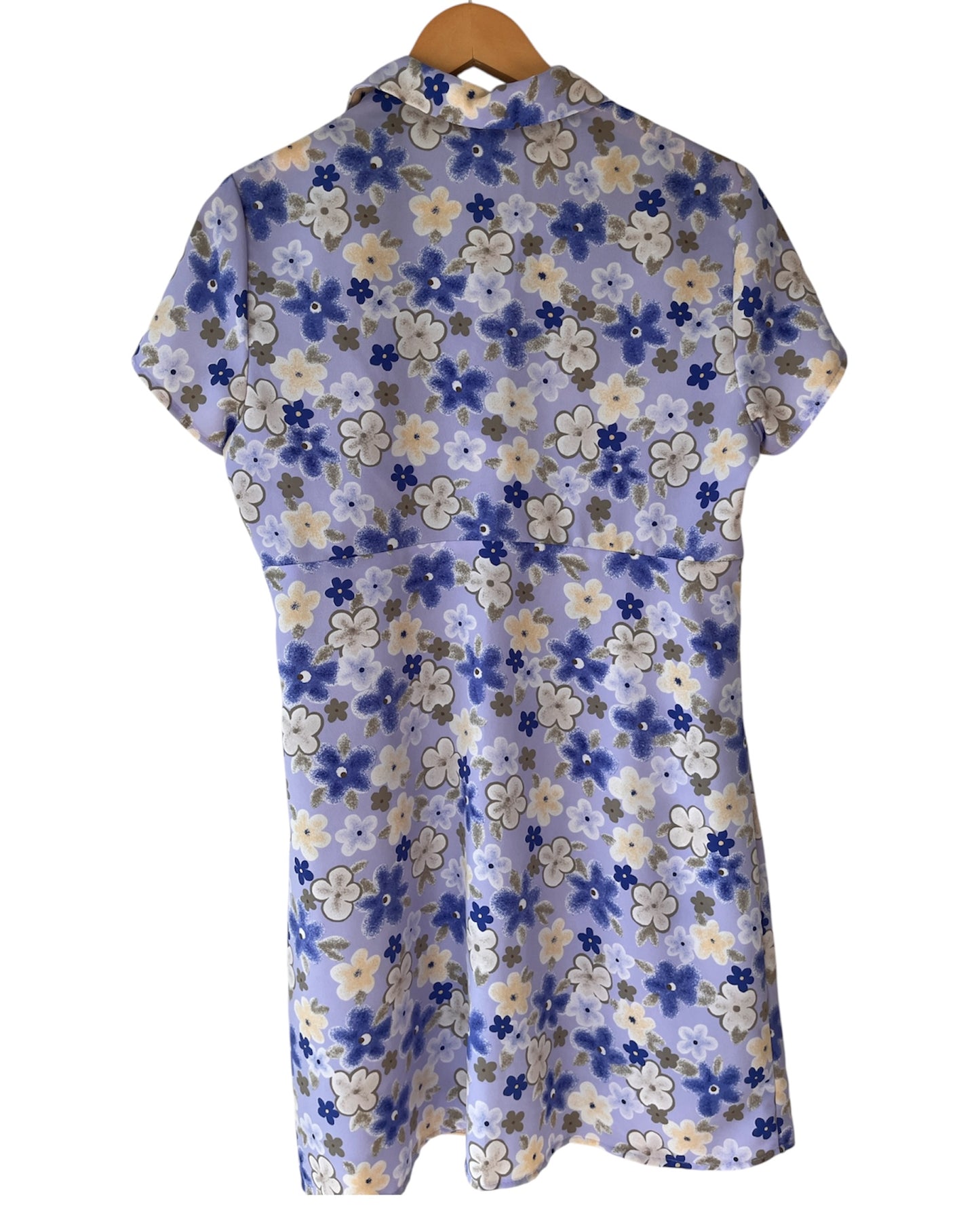 Retro Floral Mini Dress with Collar