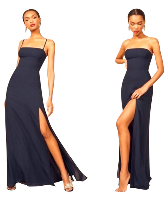 Reformation Navy Ingrid Strapless/Sleeveless Maxi Dress