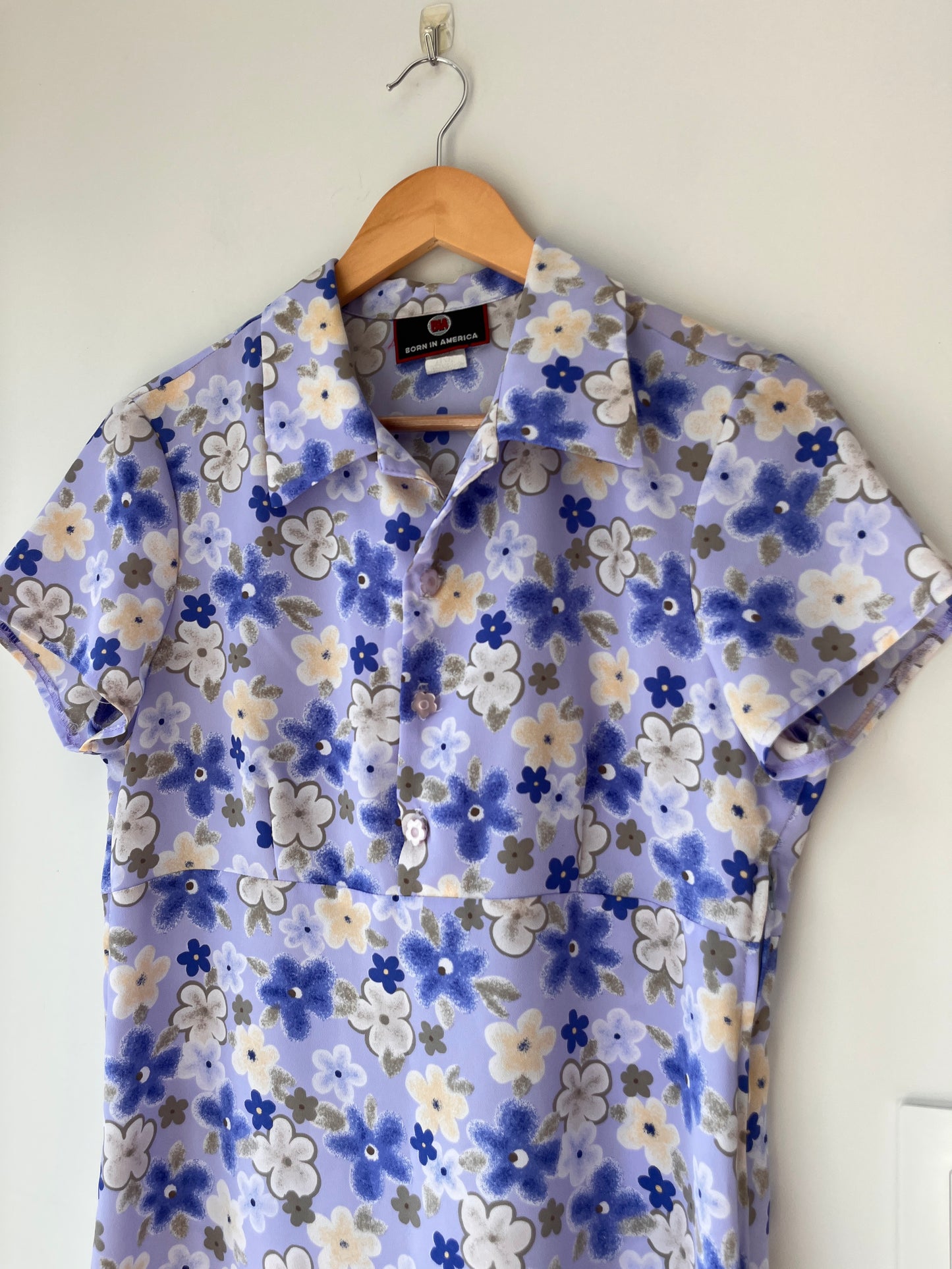 Retro Floral Mini Dress with Collar