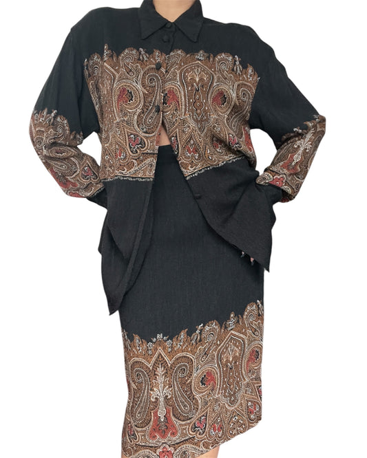Vintage Della Spiga Made in Canada Blouse & Skirt Set