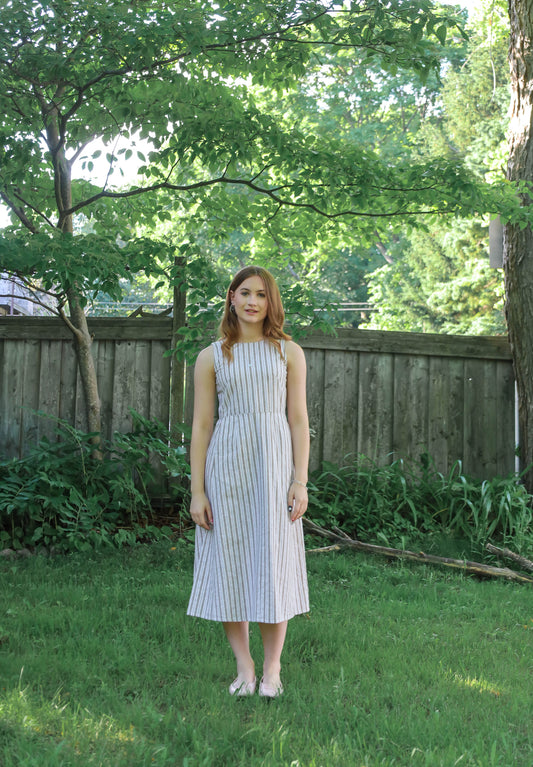Nari Linen Dress - Vintage Stripe