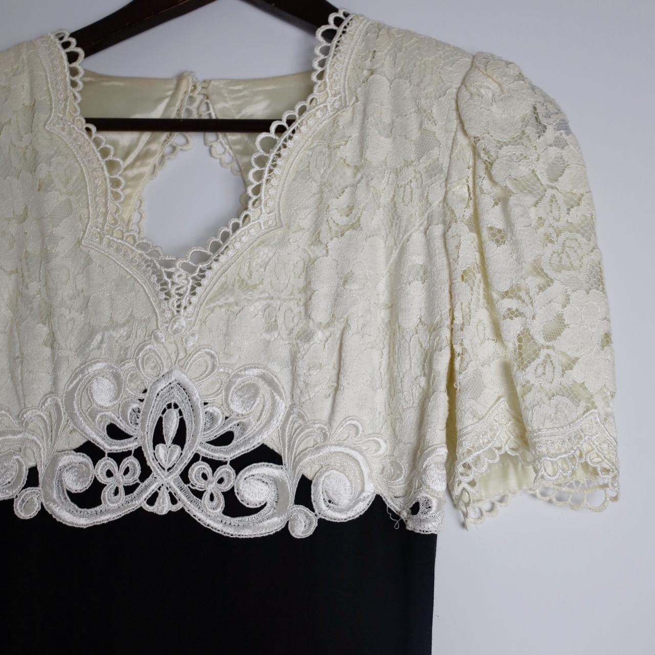Scott McClintock Vintage 90's Lace Neckline Formal Maxi Dress