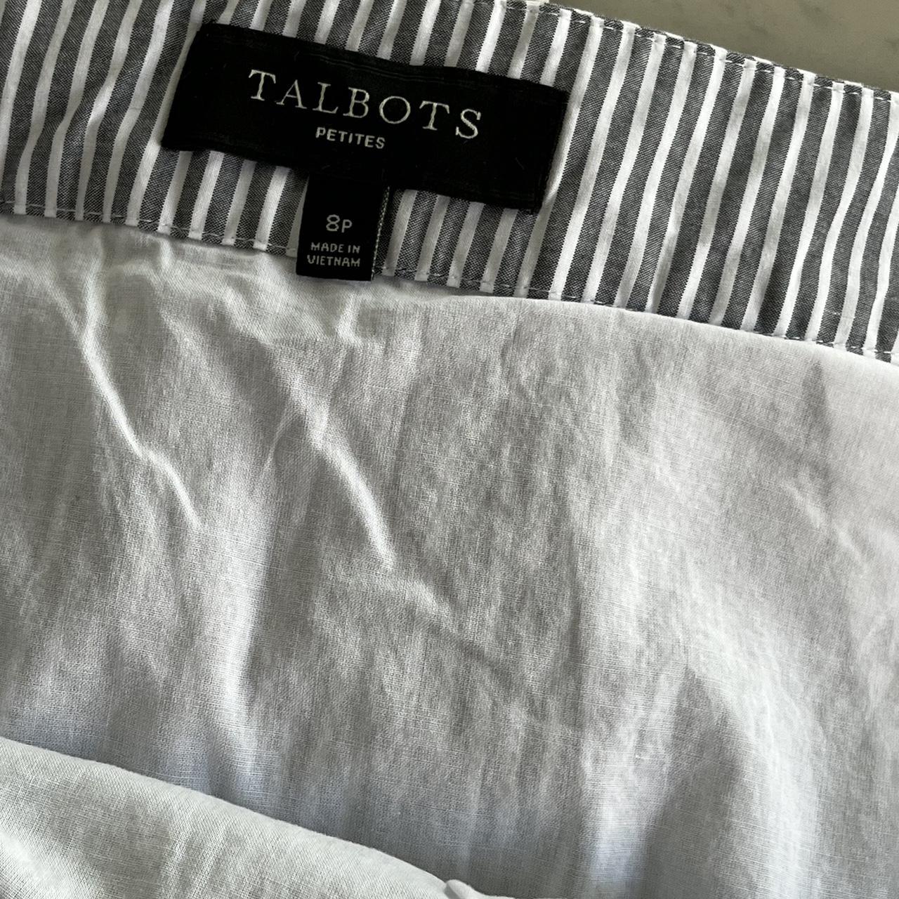Talbots Grey and Black Stripped Eyelet Cotton Skirt
