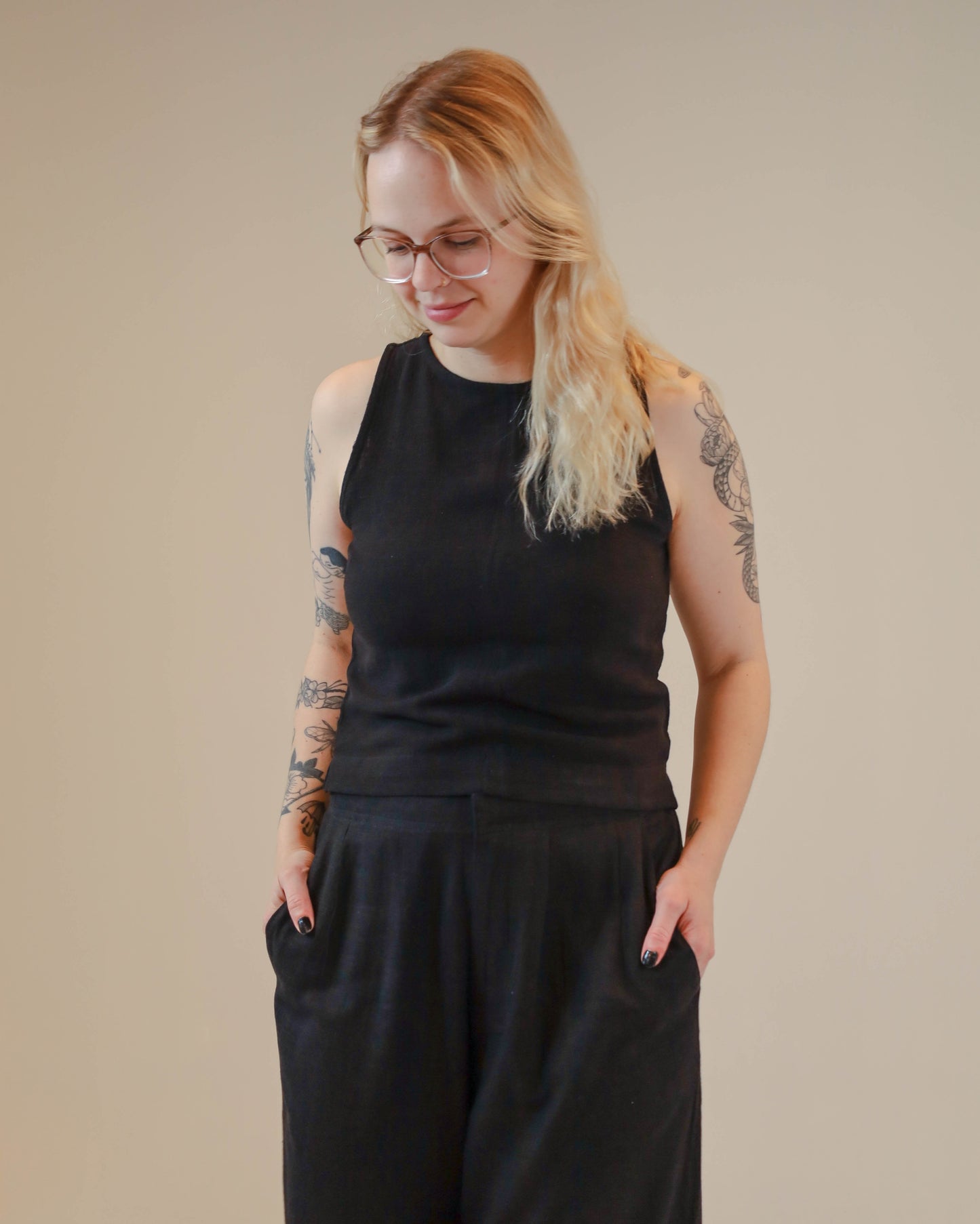 Maya Linen Top - Black/Noir