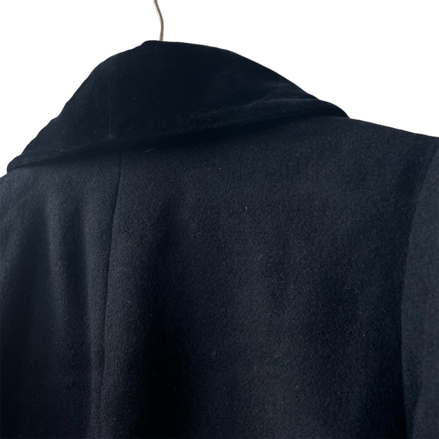Velvet Collar Black Straight Silhouette Wool Coat | Vintage
