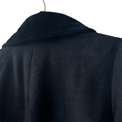 Velvet Collar Black Straight Silhouette Wool Coat | Vintage
