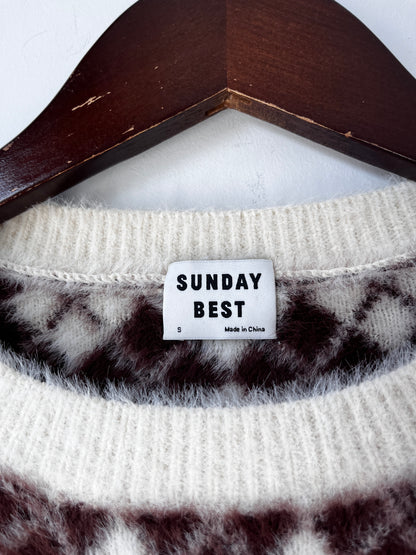 Aritzia Sunday Best Kitten Argyle Cropped Sweater