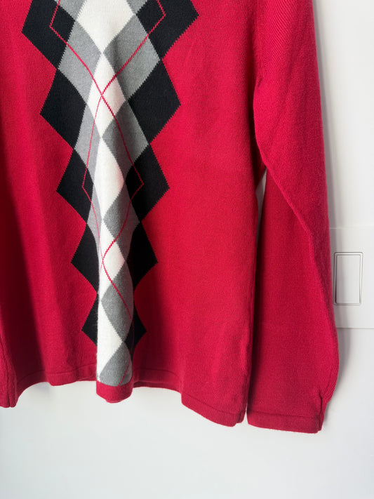 Vintage Red Argyle Sweater