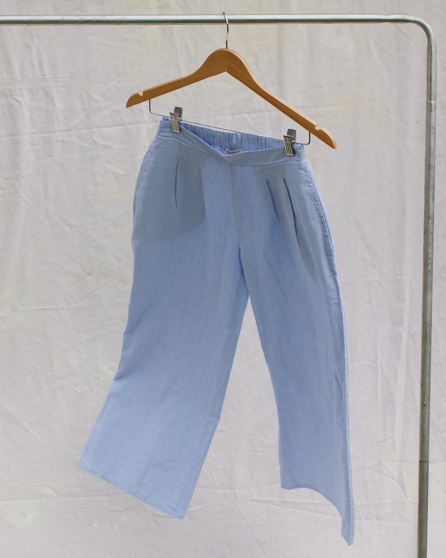 Wide Leg Linen Pants - Sky Blue