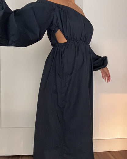 DISSH Ava Ink Off Shoulder Midi Dress - Navy