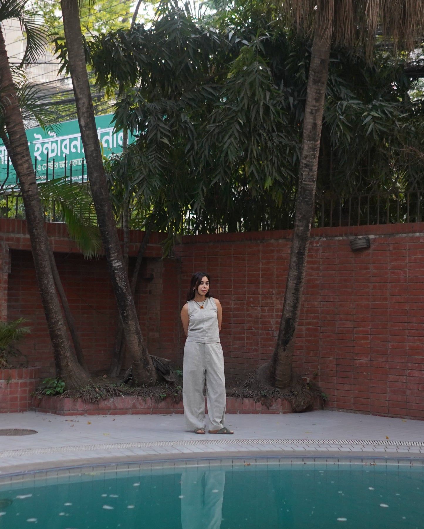 Maya Linen Pant - Grey Green