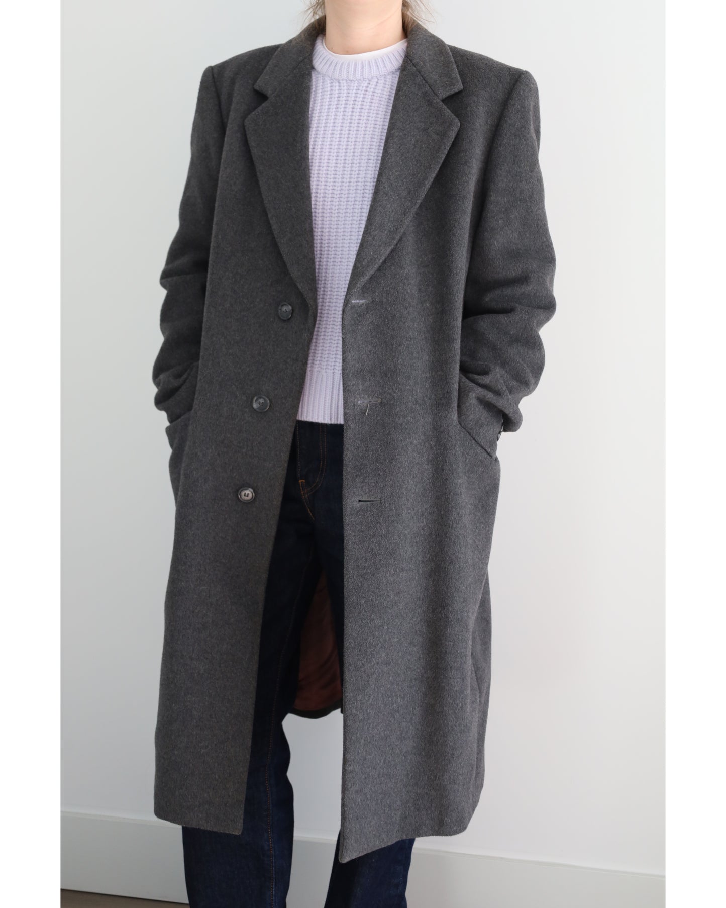 Vintage The Bay Men’s Cashmere Blend Overcoat Coat- Grey