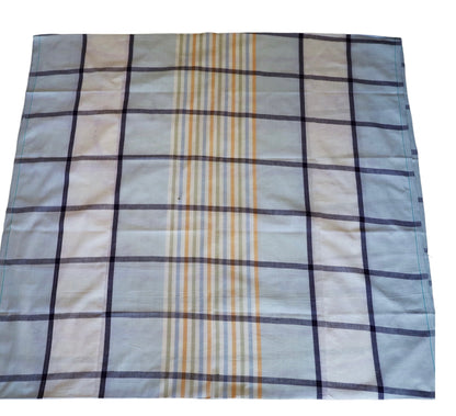 Blue and Navy with Pastel Stripes Handloom Cotton Fabric