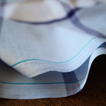 Blue and Navy with Pastel Stripes Handloom Cotton Fabric