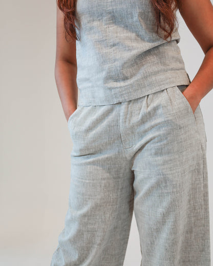 Maya Linen Pant - Grey Green