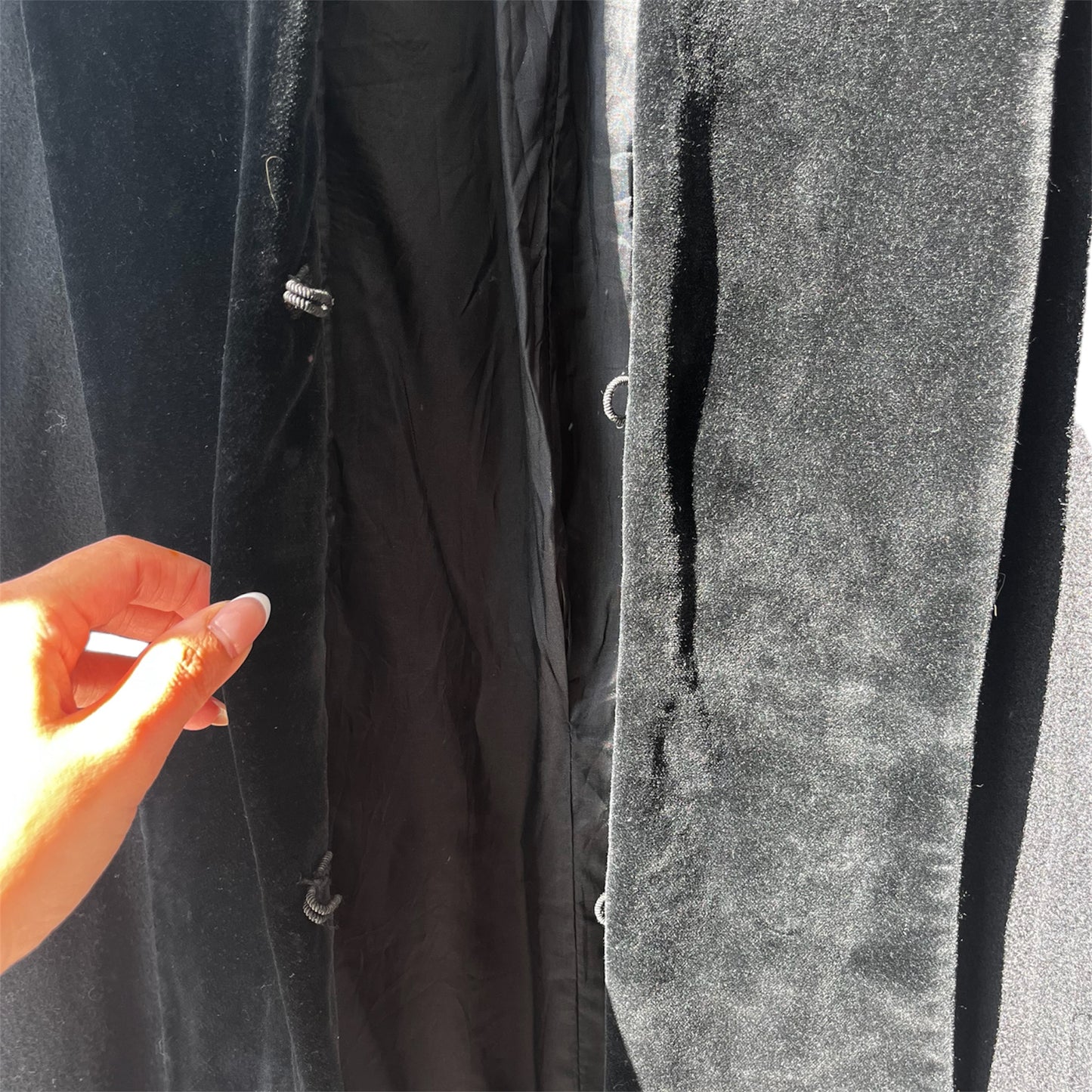 Velvet Collar Black Straight Silhouette Wool Coat | Vintage