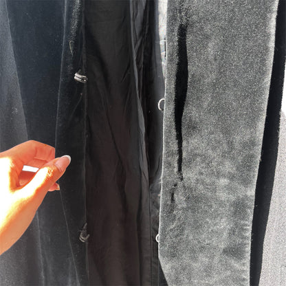 Velvet Collar Black Straight Silhouette Wool Coat | Vintage