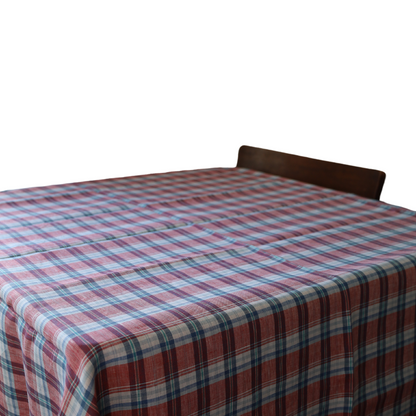 Classic Pink and Blue Check Linen Cotton Blend Fabric