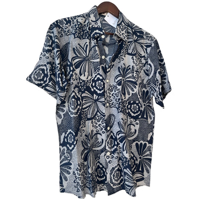 Vintage Chinese Silk Floral Half-Sleeve Shirt - Men’s