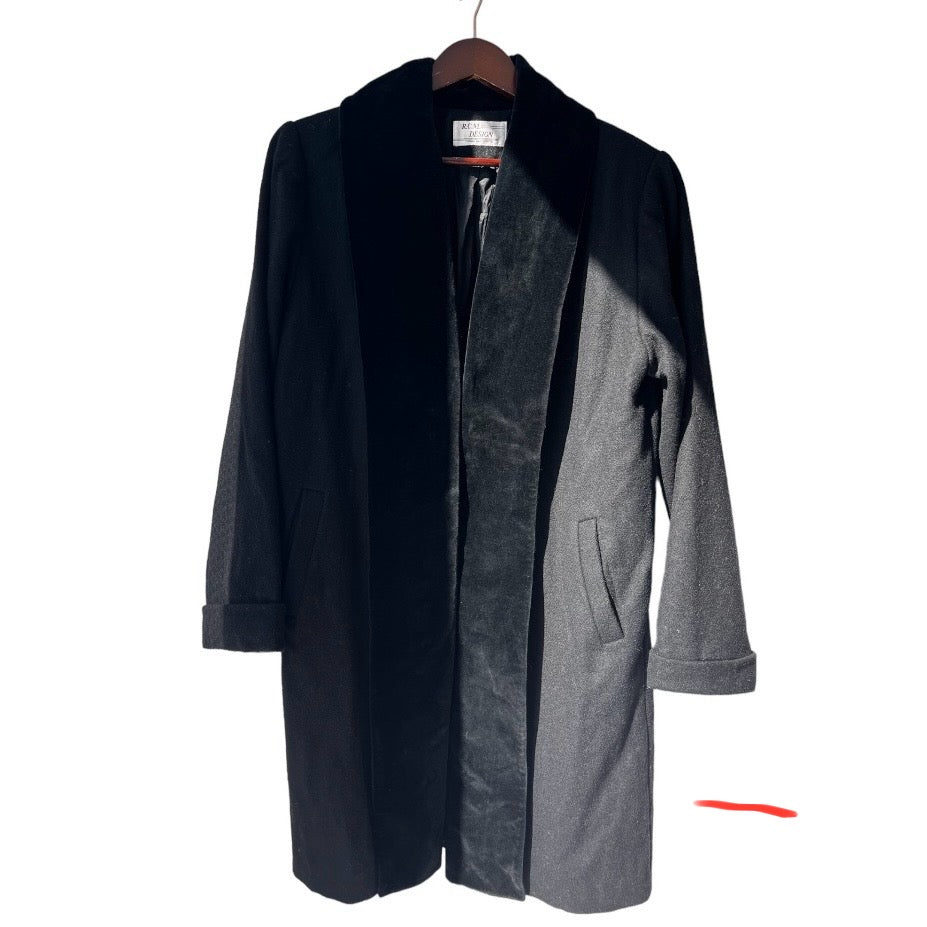 Velvet Collar Black Straight Silhouette Wool Coat | Vintage