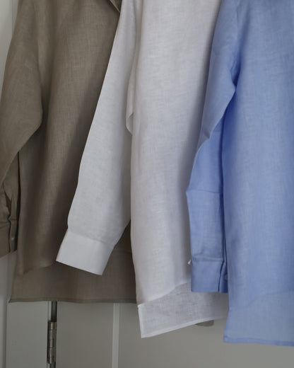 European Linen Button Down Shirt - Beige