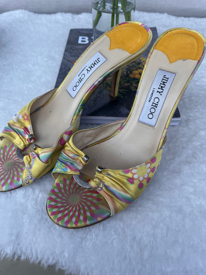 Jimmy Choo Silk Yellow Heels Sz 38 EU