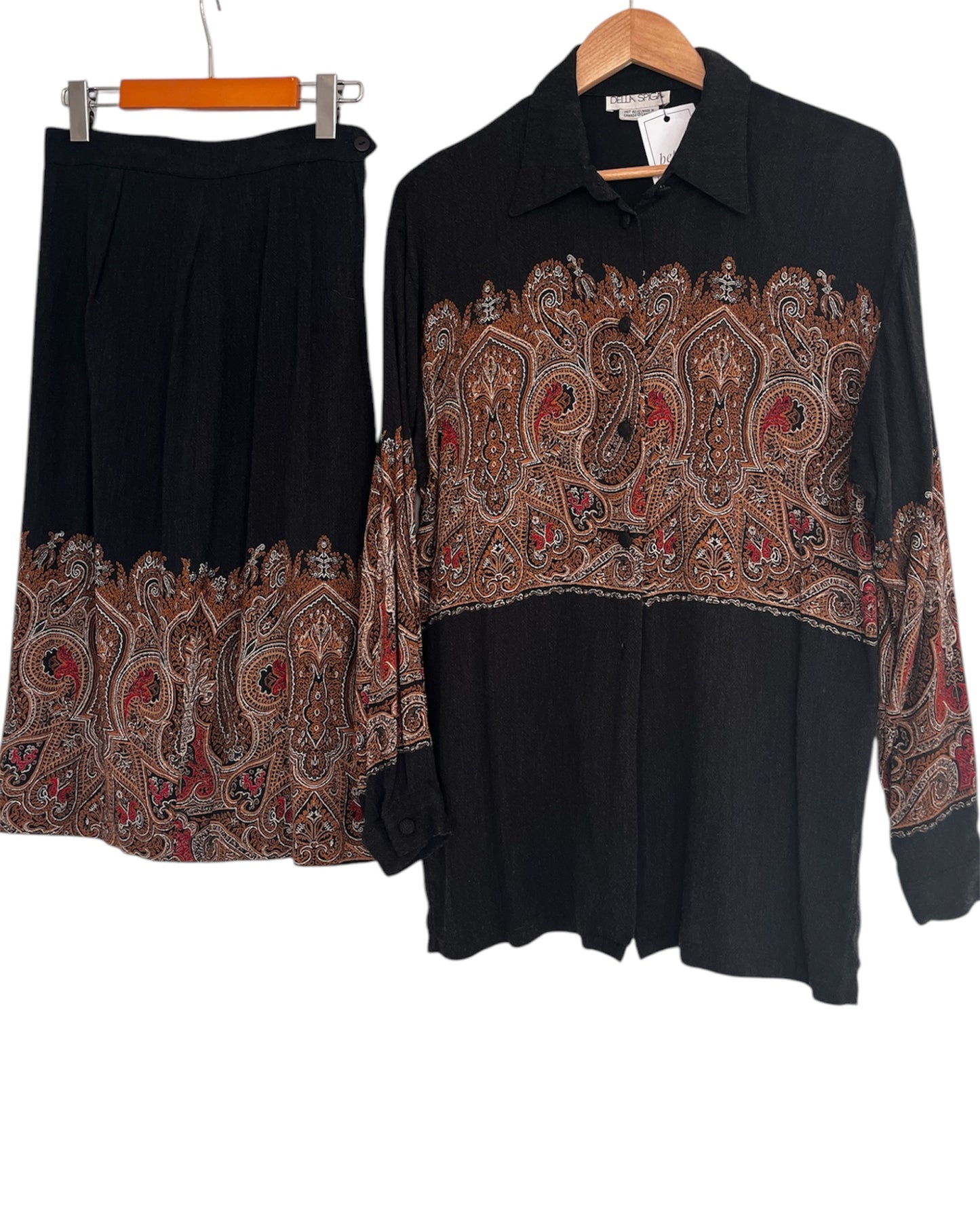 Vintage Della Spiga Made in Canada Blouse & Skirt Set